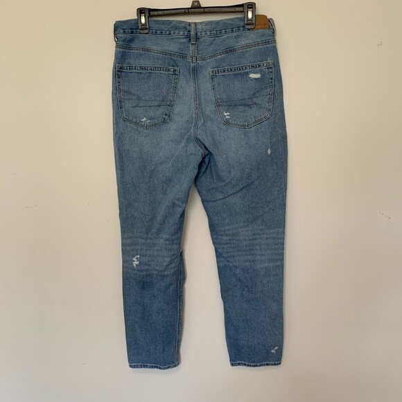 AMERICAN EAGLE HIGH RISE DISTRESSED JEANS SIZE 14 LONG - Picture 7 of 10